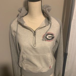 Georgia Bulldogs 1/2 Zip hooded sweatshirt. Woman SMALL